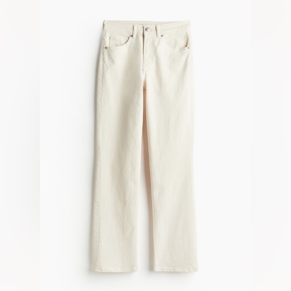 CREAMY WHITE H&M HIGH RISE STRAIGHT JEANS